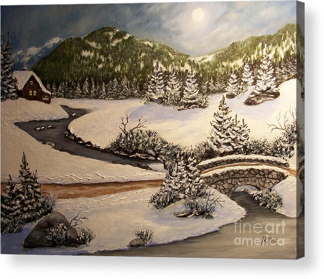 Winter Acrylic Print featuring the painting Winter Dreams by Peggy Miller