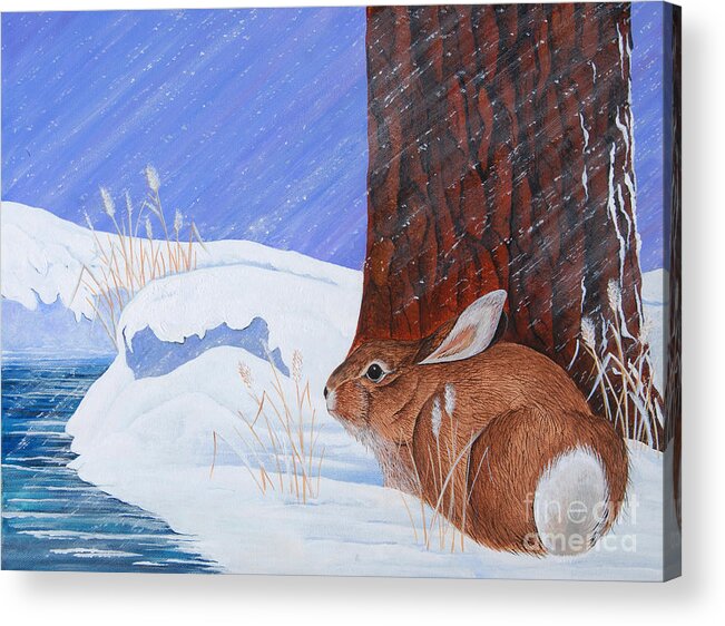 Bunny Acrylic Print featuring the painting Winter Storm Approaching by Jennifer Lake