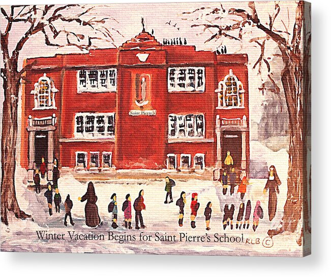 Landscape Acrylic Print featuring the painting Winter Vacation Begins for Saint Pierre's School by Rita Brown