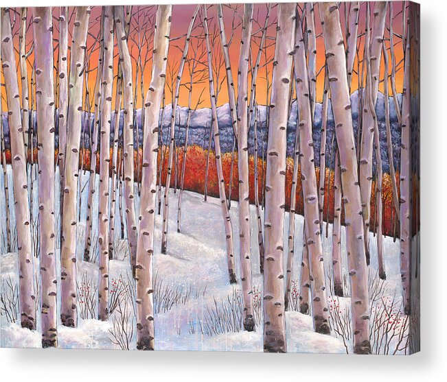 Autumn Aspen Acrylic Print featuring the painting Winter's Dream by Johnathan Harris