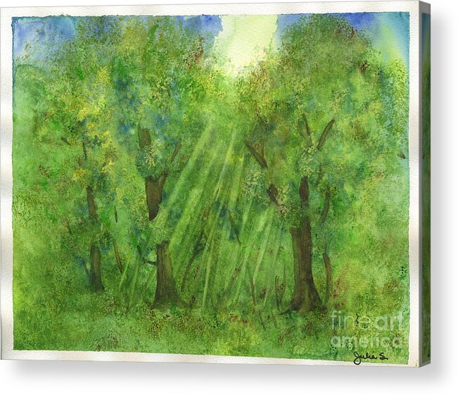 Woodland Acrylic Print featuring the painting Woodland Reflections by Julia Stubbe