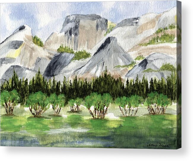 Watercolor Acrylic Print featuring the painting Yosemite 1 by Jamie Frier