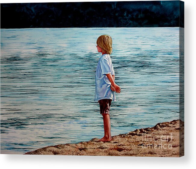 Lad Acrylic Print featuring the painting Young Lad by the Shore by Christopher Shellhammer