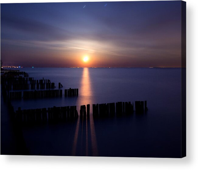 Lake Acrylic Print featuring the photograph Moonrise #1 by Cale Best