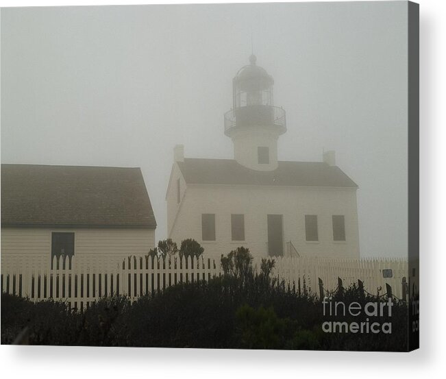 This Is The Lighthouse While The In The Fog. Acrylic Print featuring the photograph Old Point Loma Lighthouse #1 by Dean Robinson