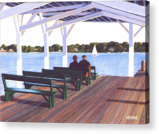River Acrylic Print featuring the painting Sitting by the River by Robert Henne