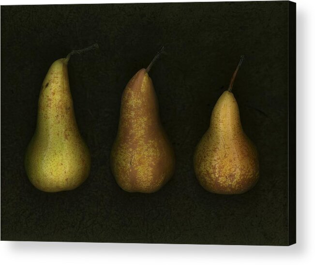 Arranged Acrylic Print featuring the photograph Three Golden Pears #1 by Deddeda