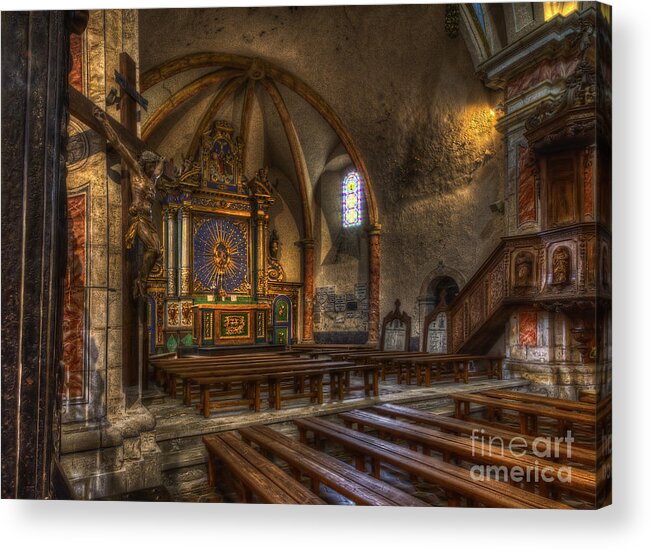 Clare Bambers Acrylic Print featuring the photograph Baroque Church in Savoire France 2 by Clare Bambers