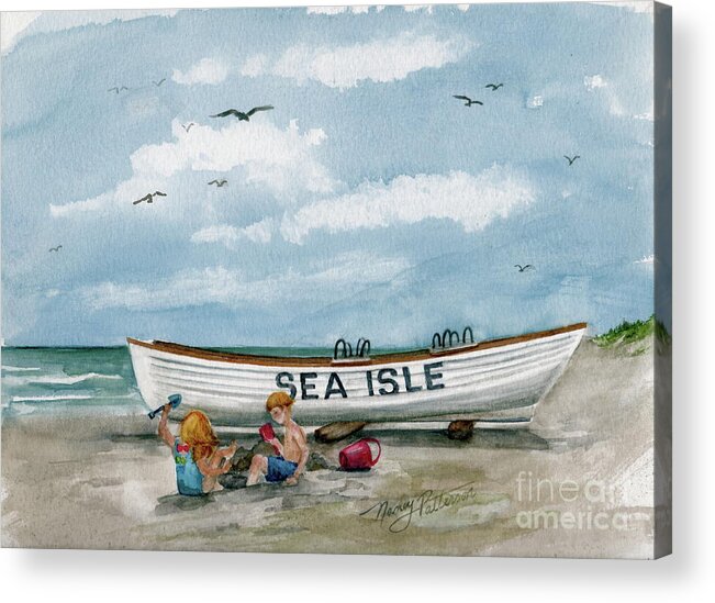 Seascape Acrylic Print featuring the painting Best Buddies in Sea Isle by Nancy Patterson