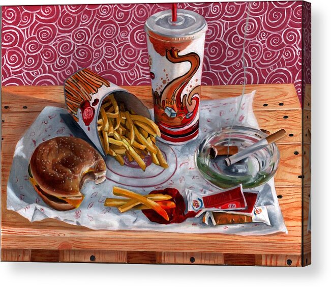 Still Life Acrylic Print featuring the painting Burger King Value Meal no. 3 by Thomas Weeks