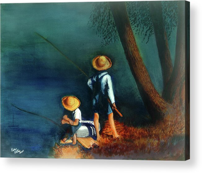 Boys Acrylic Print featuring the painting Catch n Supper by Bobby Walters