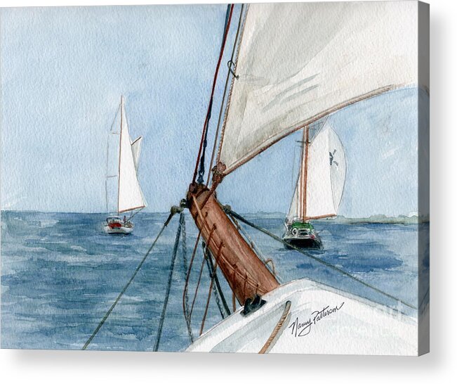 Aj Meerwald Acrylic Print featuring the painting Chasing the North Wind by Nancy Patterson