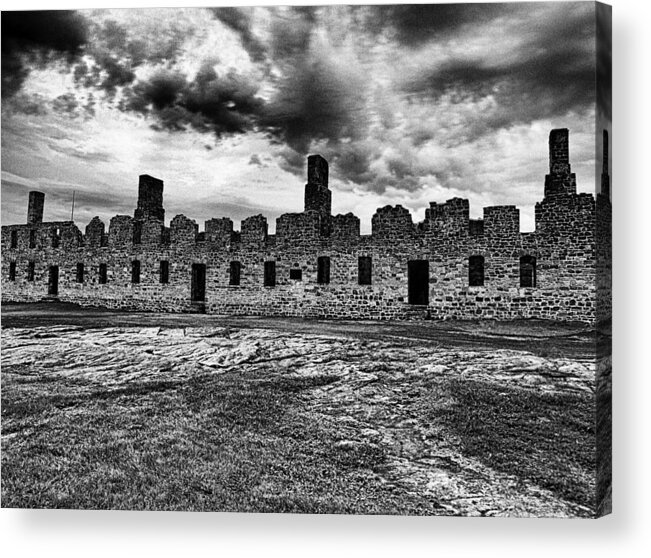 Crown Point Acrylic Print featuring the photograph Crown Point Barracks Black and White by Joshua House