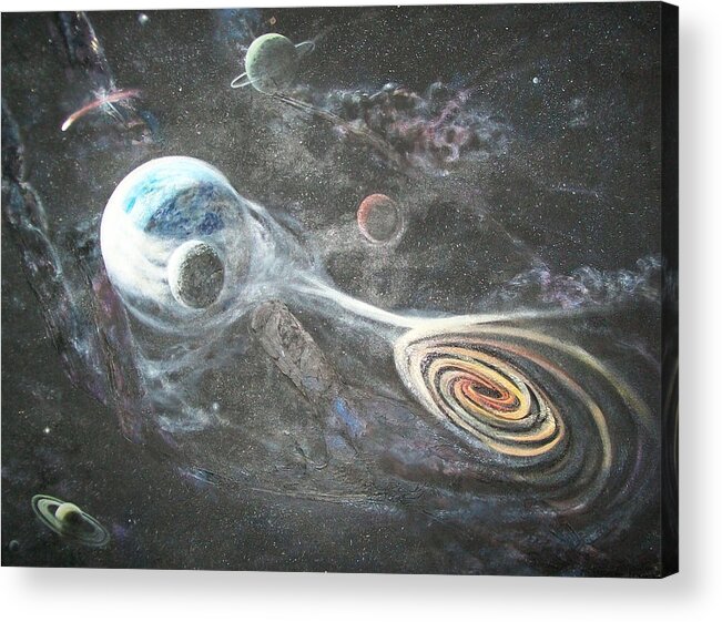 Space Acrylic Print featuring the painting Do You See His Hand? by Connie Sherman