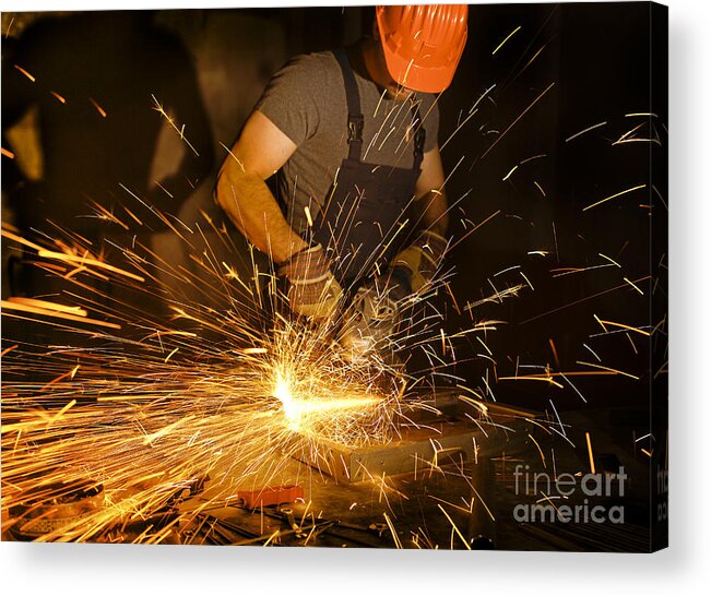 Grinder Acrylic Print featuring the photograph Electric Grinder In Action by Gualtiero Boffi