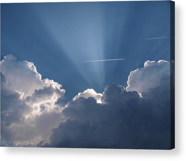 Blue Acrylic Print featuring the photograph Even Through the Clouds You Will Find a Ray of Sunshine by Teri Schuster