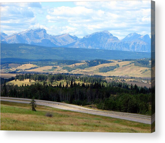 Foothills Acrylic Print featuring the mixed media Foothills west of Calgary by Bruce Ritchie