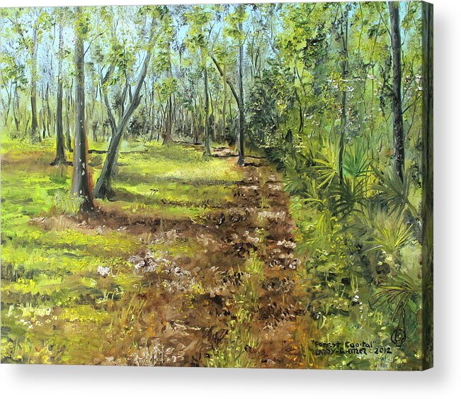 Plein Air Acrylic Print featuring the painting Forest Capital by Larry Whitler