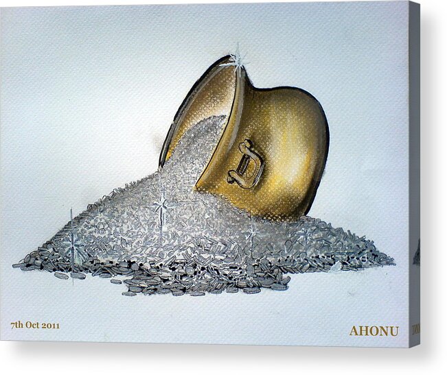 Ahonu Acrylic Print featuring the painting Fortune From Famine by AHONU Aingeal Rose