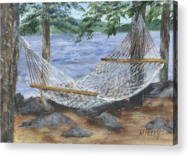 Bear Island Acrylic Print featuring the painting Hammock at Bear Island by Margie Perry