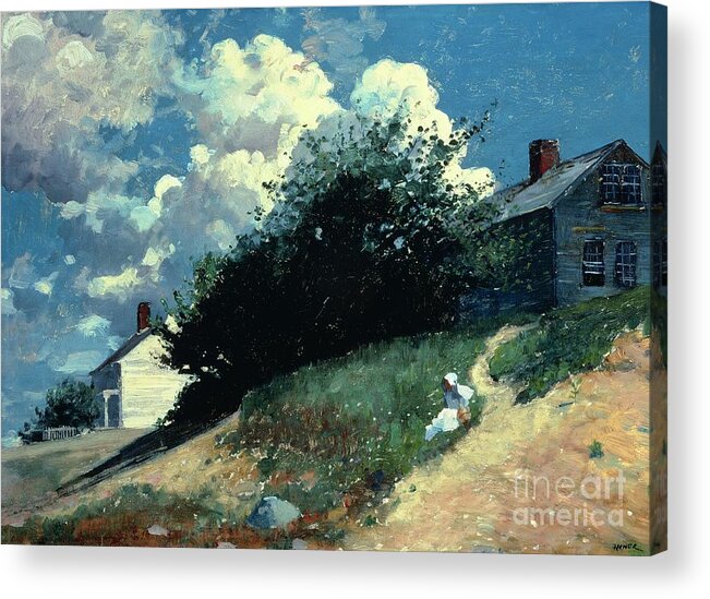 Houses On A Hill Acrylic Print featuring the painting Houses on a Hill by Winslow Homer