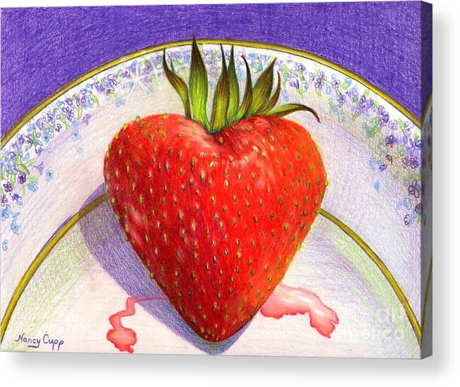 Strawberry Acrylic Print featuring the painting I Love You Berry Much by Nancy Cupp