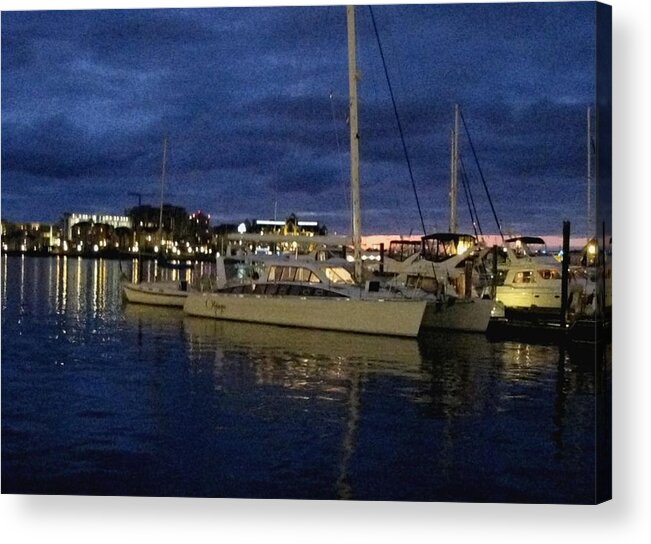Kathy Long Acrylic Print featuring the photograph Inner Harbour at Night by Kathy Long