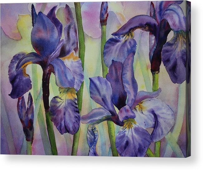 Flowers Acrylic Print featuring the painting Iris by Ruth Kamenev