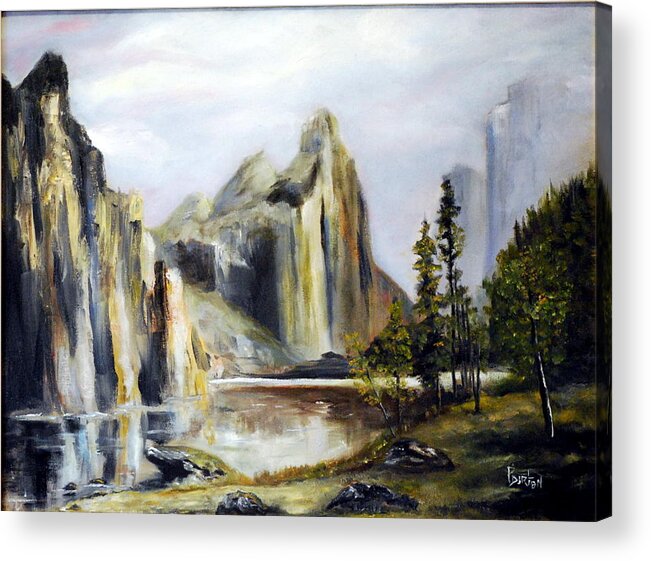 Landscape Acrylic Print featuring the painting Majestic Mountains by Phil Burton