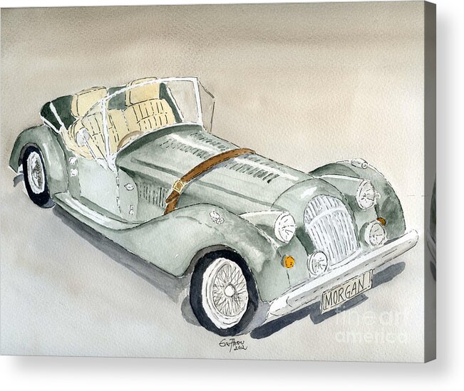 Morgan Acrylic Print featuring the painting Morgan Sports Car by Eva Ason