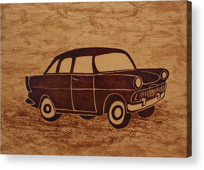 Chevrolet Old Car Acrylic Print featuring the painting Old Car coffee painting by Georgeta Blanaru