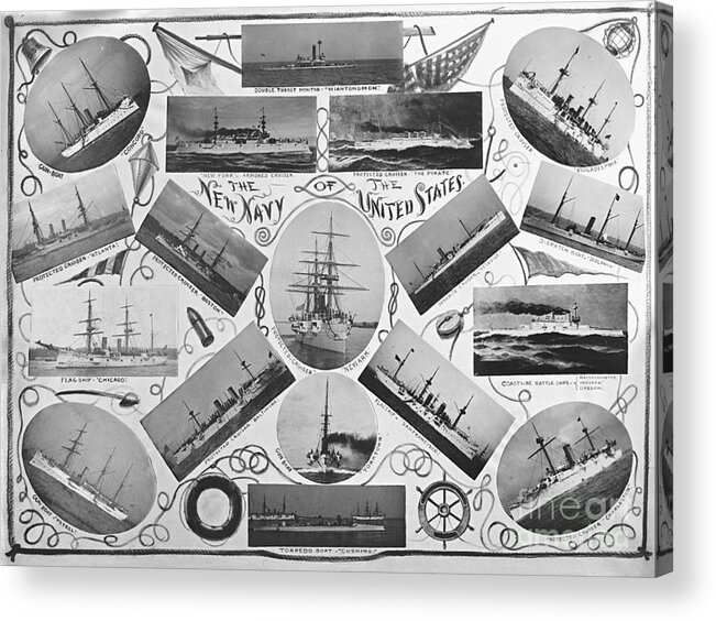 Our New Navy Acrylic Print featuring the photograph Our New Navy 1892 by Padre Art