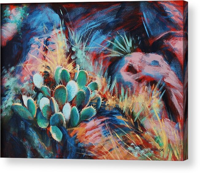 Cactus Acrylic Print featuring the painting Positively Prickly by Peggy Wrobleski