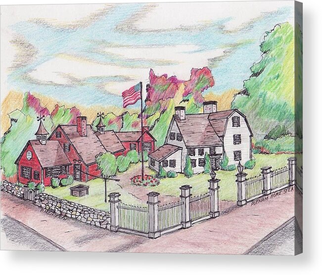 Paul Meinerth Artist Acrylic Print featuring the drawing Putnam Homestead by Paul Meinerth