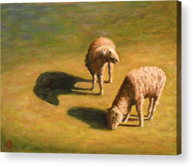 Sheep Acrylic Print featuring the painting Sheep Shapes Two by Joe Bergholm