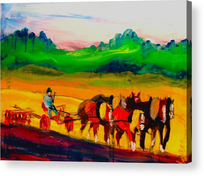 Painting Acrylic Print featuring the painting Six Horse Hitch by Les Leffingwell