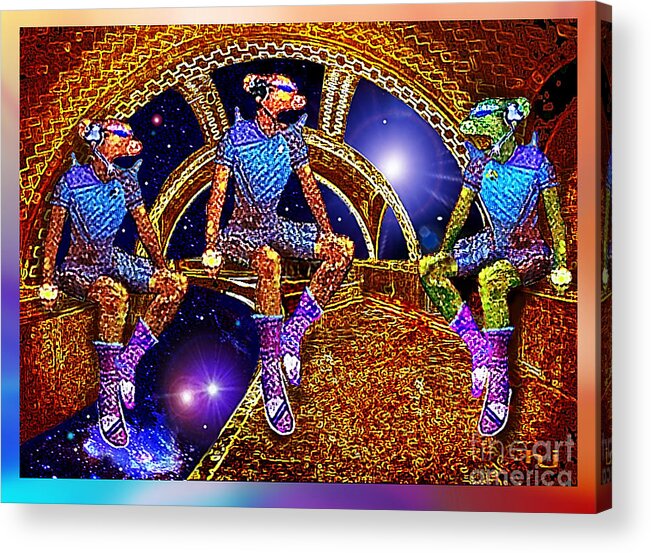 Space Travellers Acrylic Print featuring the mixed media Space Travellers by Hartmut Jager