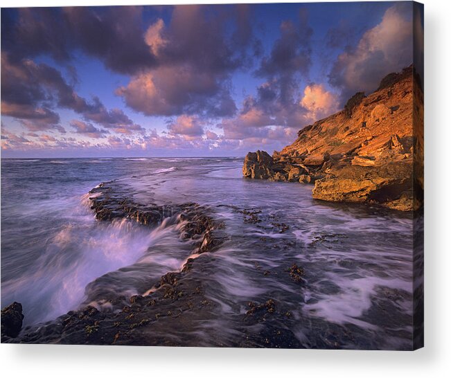 00175278 Acrylic Print featuring the photograph Surf Crashing On Rocks At Keoneloa Bay by Tim Fitzharris