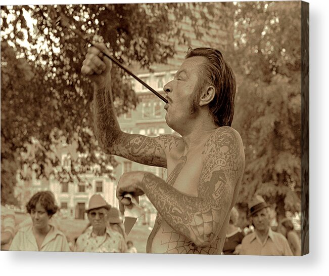 Ouch Acrylic Print featuring the photograph Sword Swallower by Tom Wurl