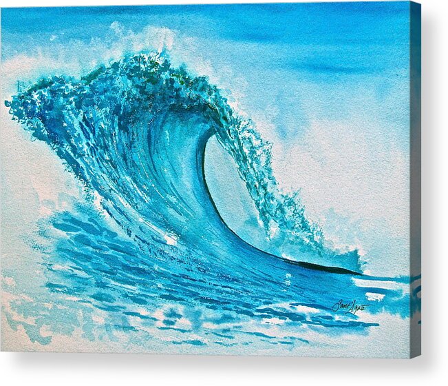 Wave Acrylic Print featuring the painting Symphony in Blue Green by Frank SantAgata