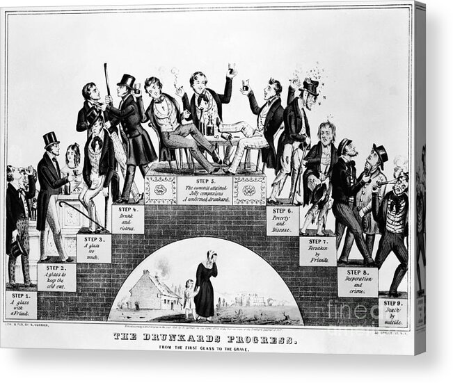 Illustration Acrylic Print featuring the photograph The Drunkards Progress by Photo Researchers