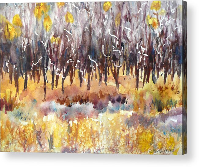  Acrylic Print featuring the painting The Last of the Aspen Leaves by Anne Gifford