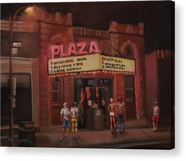 Burlington Acrylic Print featuring the painting The Plaza by Tom Shropshire