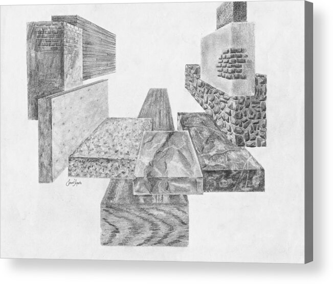 Wood Acrylic Print featuring the drawing Timber and Stone by Frank SantAgata