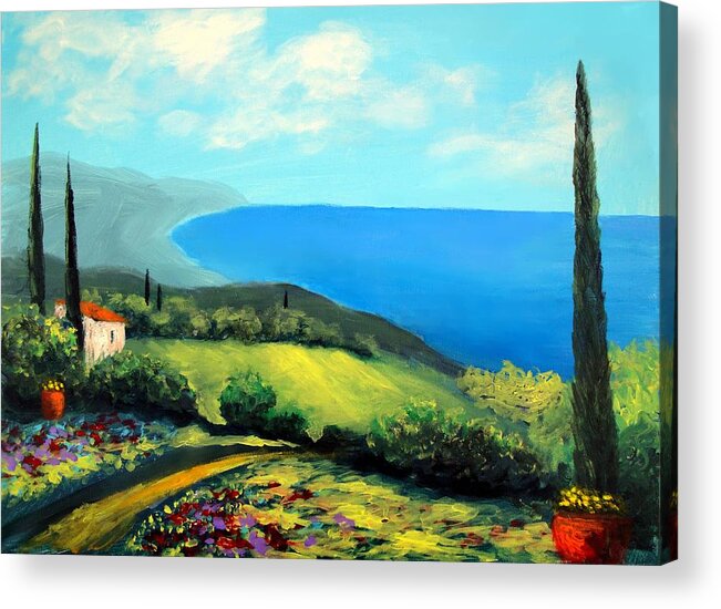 Tuscan Coastline Acrylic Print featuring the painting Tuscan Coastline by Larry Cirigliano