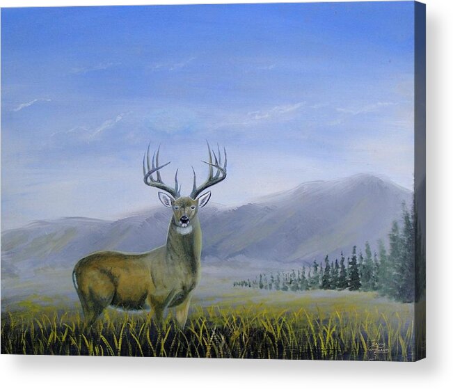 Deer Paintings Acrylic Print featuring the painting Vigilance by Larry Cirigliano