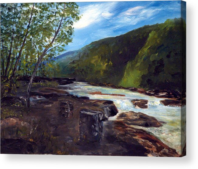 Webster Springs Stream Acrylic Print featuring the painting Webster Springs Stream by Phil Burton