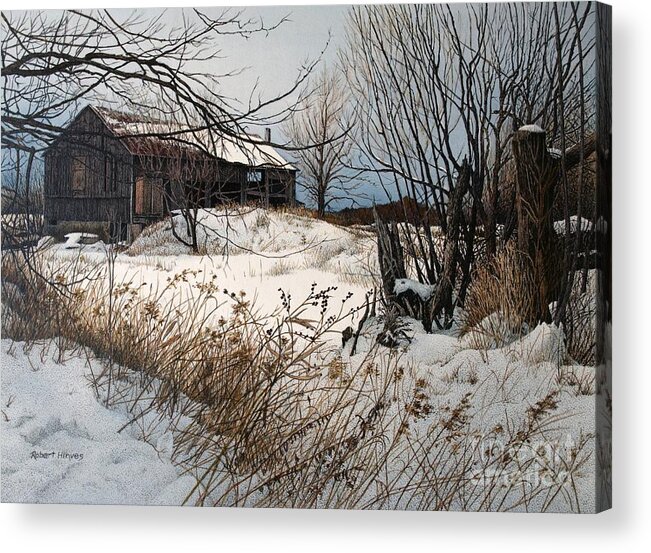 Barn Acrylic Print featuring the painting Winter in Prince Edward County by Robert Hinves