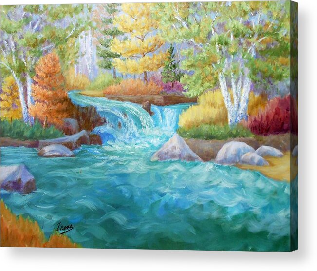 Stream Acrylic Print featuring the painting Woodland Stream by Irene Hurdle