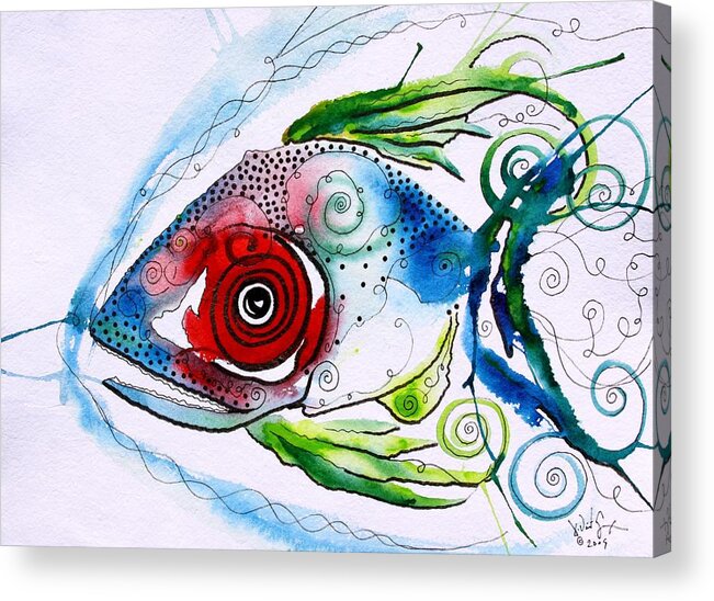 Paintings Acrylic Print featuring the painting WTFish 001 by J Vincent Scarpace